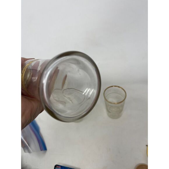 Antique 1800s Hawkes Etched Decanter & Two Glasses Dresser/Apothecary/Bottle 7” - Picture 10 of 16